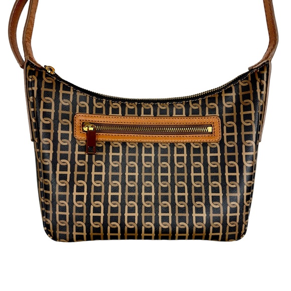 Fossil Crossbody Bag Cecilia Small Top Zip Brown and Gold Chain Design Purse - Picture 1 of 13